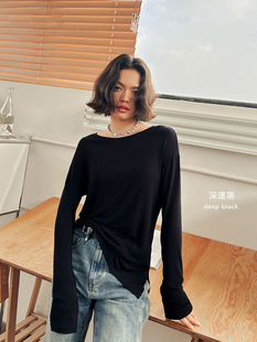 Miu Same Style Маленькая Базовая рубашка с круглым вырезом и разрезом сбоку из шерсти с длинными рукавами, женская дизайнерская Повседневная рубашка с круглым вырезом и круглым вырезом