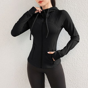 Advanced Yoga Jacket Women's Autumn and Winter Slimming Zipper Hooded Running Quick-drying Sports Fitness Clothes Top Riding Clothes