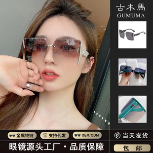2024 new anti-ultraviolet sunglasses dark brown Korean sunglasses women's trendy high-end feeling ins large frame for small face