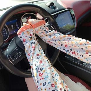 Thirteen lines of dry farm work sunshade sunscreen ice sleeve thin arm sleeve loose floral women's ice silk sleeve summer riding