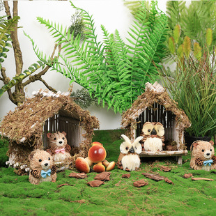 Huan Ying Cute Chicken Wooden House Ornaments Chicken House Ornaments Micro Landscape Outdoor Courtyard Kindergarten Plant Corner Pastoral Style