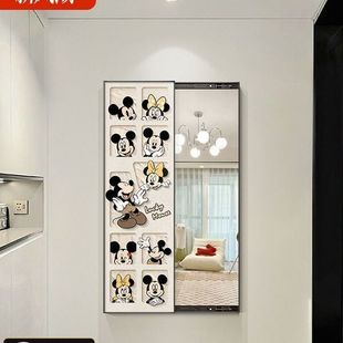 Mickey Push-pull Hidden Full-length Mirror Push-pull Invisible Dressing Mirror Wall-mounted Entrance Door with Mirror Can Be Blocked