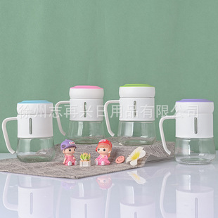 Creative with handle glass cup office drinking cup wholesale transparent with lid advertising Cup can be printed logo