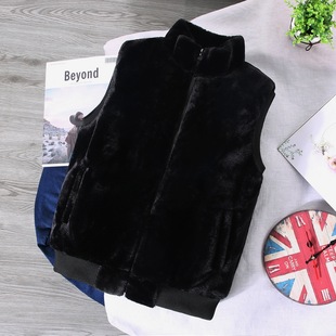 Men's Autumn and Winter Youth Fur Couple Stand Collar Vest Stuffed Vest Imitation Mink Velvet Cardigan Waistoutwear Trendy Jacket