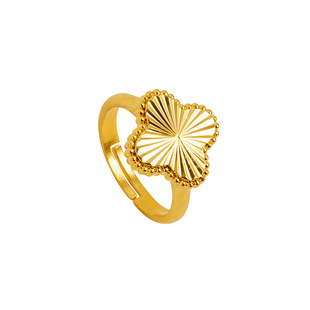 Light Luxury Four-leaf Flower Vietnam Sand Gold Car Flower Ring Women's Chinese Style Live Explosions Tiktok Same Style Simple All-match