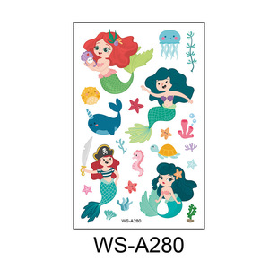 Children's Cartoon Mermaid Tattoo Pink Princess Waterproof Cute Fun Disposable Bonus Sticker
