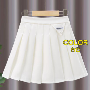 Girls' Pleated Skirt Summer New Children's Short Skirt for Girls, White College Style Summer Dress