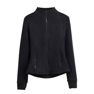 Fleece Sweatshirt Women's Autumn and Winter 2024 New Style Vertical Collar Slim-fit Liner with Fleece Thick Base Sports Jacket