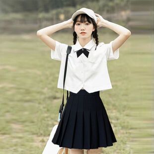 College Style Jk Shirt Women's Summer Short-Sleeved White Shirt Pleated Skirt Wear Japanese Style Short Top Uniform Set