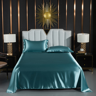 Japanese-style silk-like solid color sheet three-piece set wholesale pillowcase 2-piece set summer cool silky naked sleeping bedding
