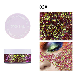 OCHEAL Cross-border Colorful Sequins Chameleon Eye Shadow Facial Sequins Gel Cream Body Face Night Shop Stage Makeup