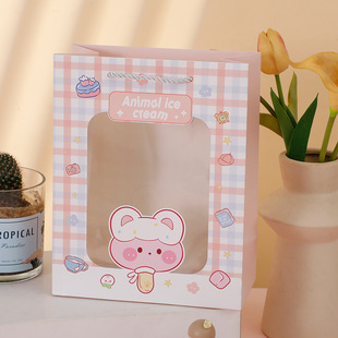 Cartoon cute small animal lollipop series Transparent window gift bag gift gift gift gift gift gift with hand gift factory direct sales