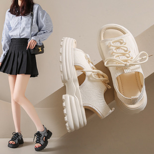 Flying woven sports sandals women's 2024 summer new casual thick-soled muffin flying woven breathable student shoes children's wholesale