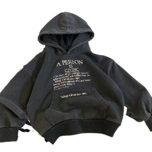 Children's Hoodie Bangcheng 2024 Autumn New Wash Fit Hooded Top Boys Korean-style Pullover with Letters G0392