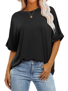 2024 Amazon Summer New European and American Cross-border Women's Top Solid Color Loose Short-sleeved Women's Elegant Commuter
