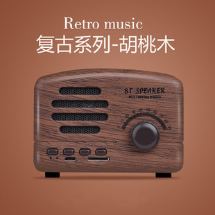 BT01 Creative Retro Bluetooth Speaker Wood Grain Ornaments Mini Card Small Sound Heavy Subwoofer Gift in stock