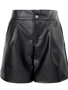 PU Leather Shorts Women's Autumn and Winter 2024 New Arrival Fashionable Small High Waist Loose A- line Casual Wide Leg Leather Shorts