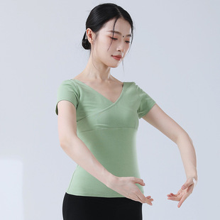 Modern Dance Practice Suit V-neck Gymnastics Suit Short-sleeved Women's Art Test Yoga Fitness Suit Ballet Dance Suit Top