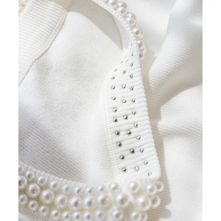 Camisole Women's White Sleeveless Base Shirt Spring and Autumn Inner Suit with Beads Small Chanel Style Knit Top