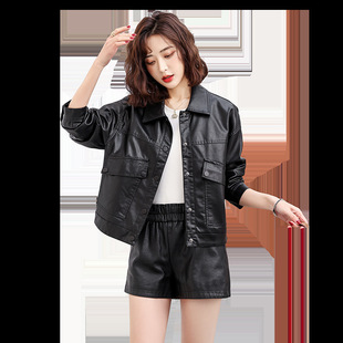 Haining Genuine Leather Women's 2024 New Style Elegant Short Lapel Leather All-match Age-reducing Women's Jacket