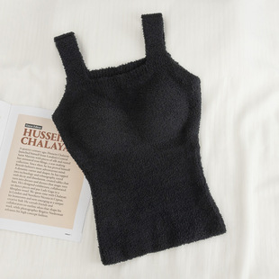 Long Lamb Fleece Warm Vest with Chest Pad Women's Outer Wear Base Top fleece-lined Thickened Inner Underwear Autumn and Winter