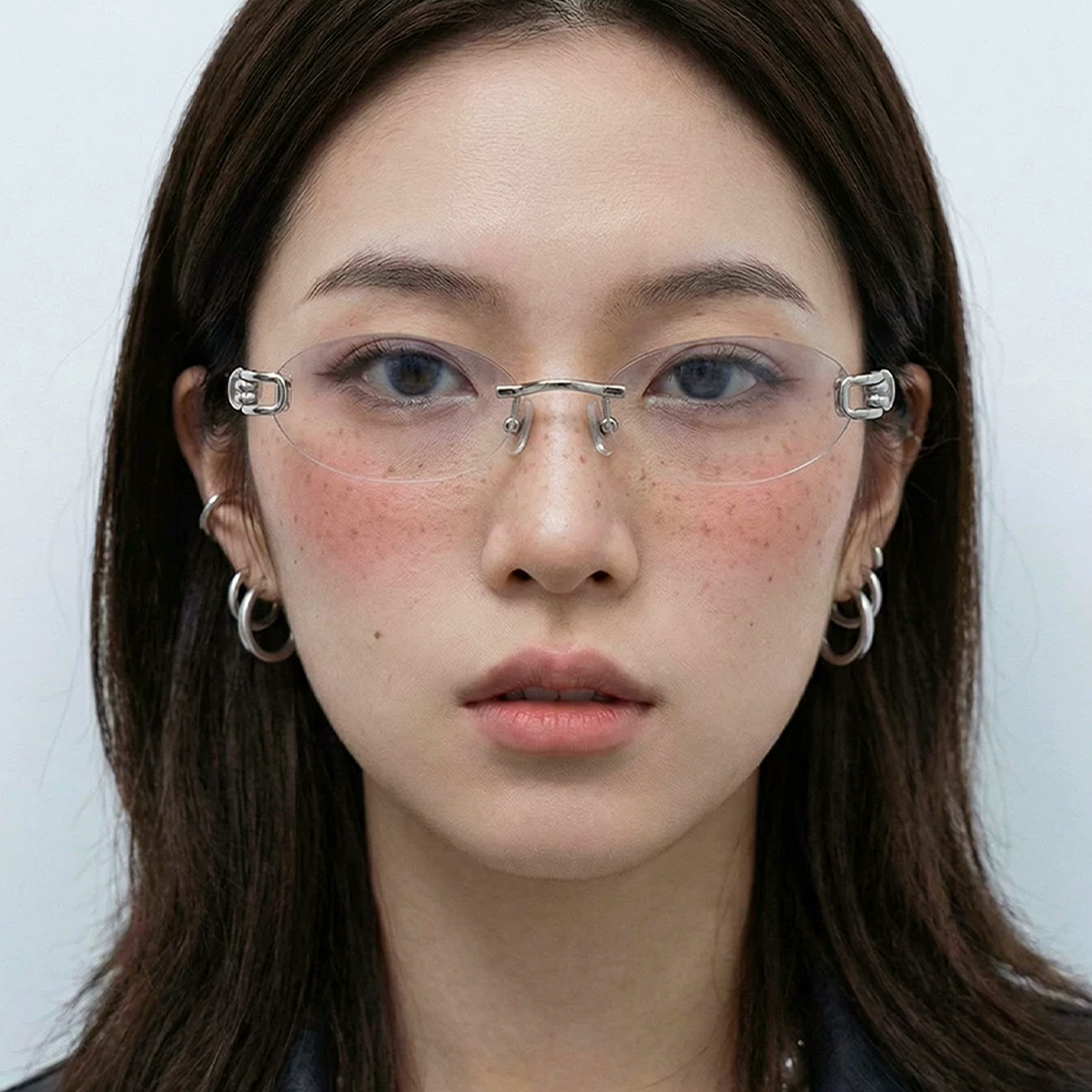 2026 New Model Silver Knot Glasses for Women, Frameless Gm Oval Metal Narrow Frame, High-Intelligence Style Small Frame, Plain Lens Glasses