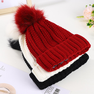 Winter new hat women's winter fleece-lined windproof wool ear protection pullover hat Japanese and Korean all-match solid color cold-proof knitted hat
