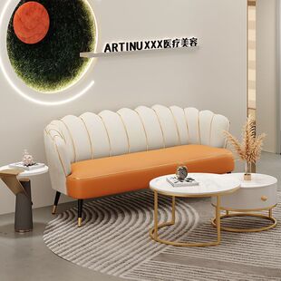 Internet Celebrity Light Luxury Cat Claw Leather Small Apartment Double Household Living Room Beauty Salon Clothing Store Barber Shop Small Sofa