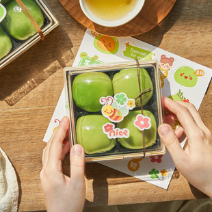 Cute cartoon Wormwood green ball stickers baking packaging box sealing stickers Qingming fruit box decoration adhesive sticker jewelry