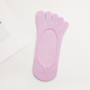 Ladies five-finger socks candy-colored low-side wide-mouth cotton sweat-absorbent all-invisible toe breathable non-slip socks wholesale foreign trade