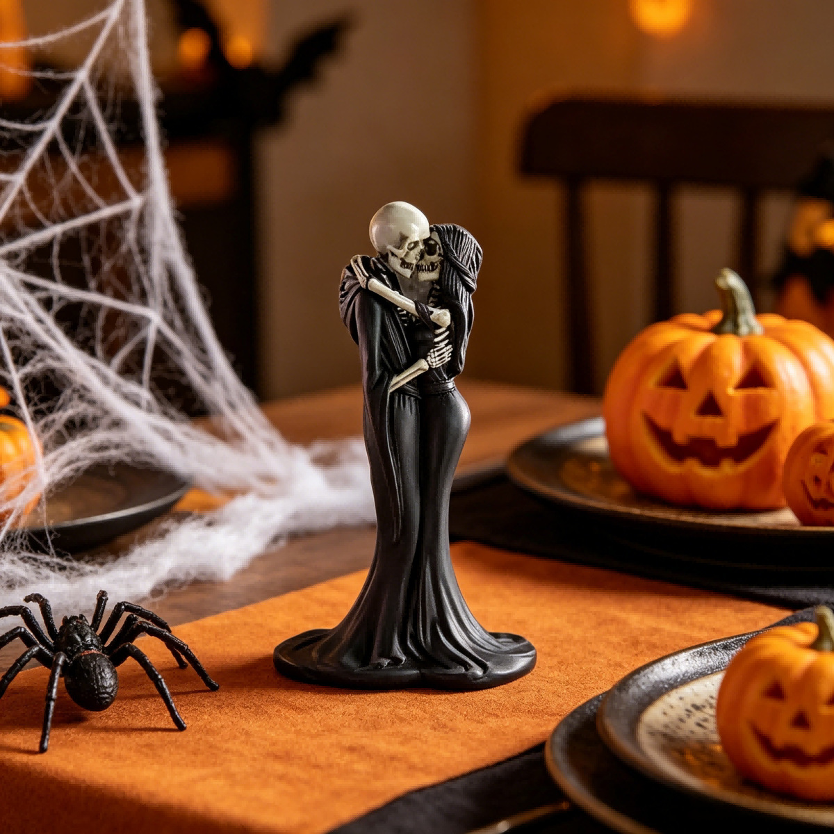 Cross-Border Halloween Skull Couple Ornaments Gothic Resin Crafts Goddess of Vengeance Statue Skull Gift