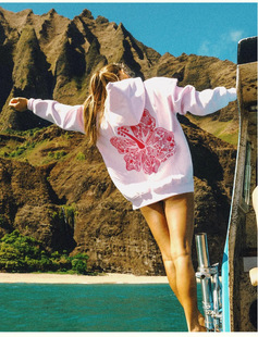 Трансграничный Hawaiian Hibiscus с принтом резьбовой свитер тренд моды свитер с капюшоном внешней торговли топ