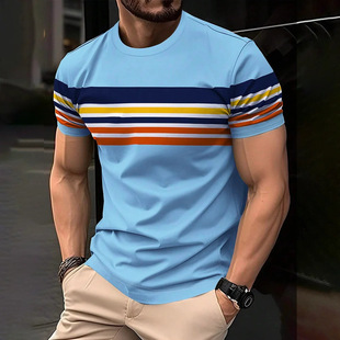 2025 Cross-border Summer Men's 3D Digital Printing Printing Short-sleeved Men's Casual T-shirt Loose Clothing