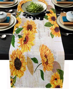 Amazon New Linen Blue Flower Spring Summer Table Runner Home Outdoor Decorative Restaurant Decorative Tablecloth