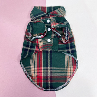 Cross-border Pet Clothes Teddy Bomei Small and Medium Dog Joker Plaid Shirt Cat Comfortable Shirt Factory Outlet