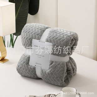 Cross-border Solid Color Wheat Ear Blanket Air Conditioning Nap Office Blanket Thickened Flannel Gift Blanket Factory