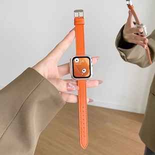 Suitable for Apple Watch 9 strap applewatch leather strap iwatchs9/8/7/6/5/se female ultra