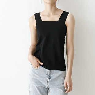 Japanese Spot Ice Pure Cotton Base Shirt 7 Color 2022 New Summer T-Shirt Women's Sling South Korea Dongdaemun