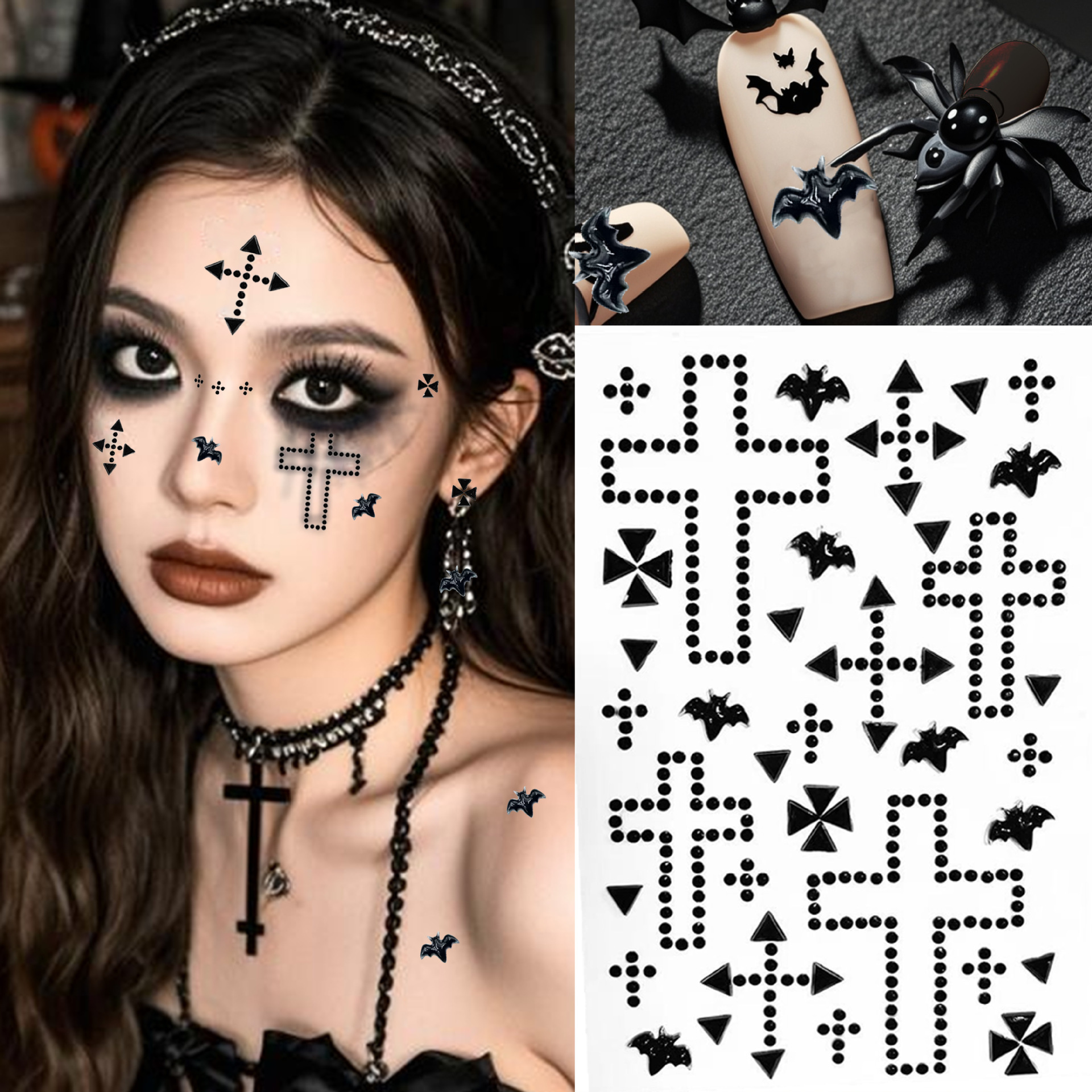 Christmas and Halloween Makeup, Cosplay Rhinestone Fake Scars, Concert Tattoos, Face Stickers, Accessories, Rhinestones for Nose Bridge, Blood and Tear Rhinestones