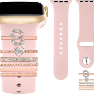Suitable for apple watch 38mm silicone strap decorative ring letter ABC silicone strap