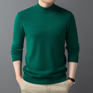 New Spring and Autumn Men's Solid Color Half-turtleneck Slim-fit Sweater Youth Long-sleeved Base Shirt Knitted Inner Wear Men's Wear