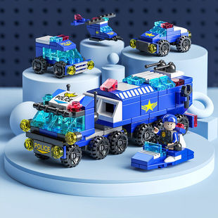 Строительные блоки братьев Леле, совместимые с Lego Boys, собранные игрушки, детская головоломка, Полицейская машина с мелкими частицами