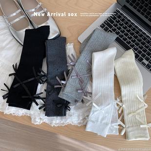 Ballet Style Bow Long Tube Calf Socks Children Spring and Autumn Lolita JK Heap Sweet College Style Girl Cotton Socks