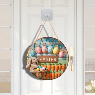Easter Wooden Plate Listing Rabbit Welcome Door Plate Holiday Atmosphere Background Wall Decorations Wall Decorations Wooden Crafts