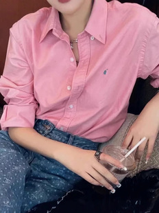 High Version RL Spring Ralph Pony Embroidered Long Sleeve Shirt Unisex Candy Color Shirt Top