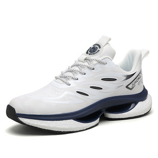 Couple's cross-border fashion casual popcorn sneaker domestic live broadcast autumn and winter leather surface fluorescent running men's shoes