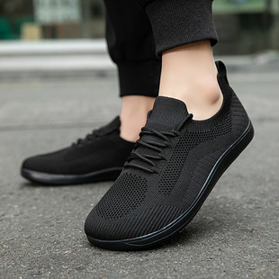 Cross-border New Wide-head Barefoot Shoes Fly-woven Wide-last Shoes Couple plus size Walking Sports Comfortable Men's and Women's Casual Shoes