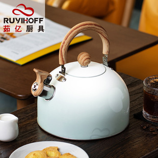 Cross-border whistle kettle gradient green 3L flat bottom whistle pot wholesale Europe and the United States cross-border stainless steel whistle pot