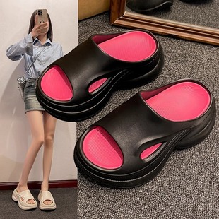 Stomp Slippers Women's 2025 New Summer Outfit Fashionable Thick Bottom Short Girl's Height-increasing Sandals