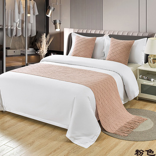 Simple Homestay Hotel Bed Flag Bed End Towel Pillow Solid Color Bedding Bed End Blanket Bed Cover